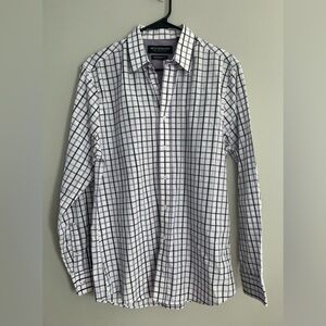 Nick Graham Everywhere Shirt Mens Small White Purple‎ Plaid Modern Fit